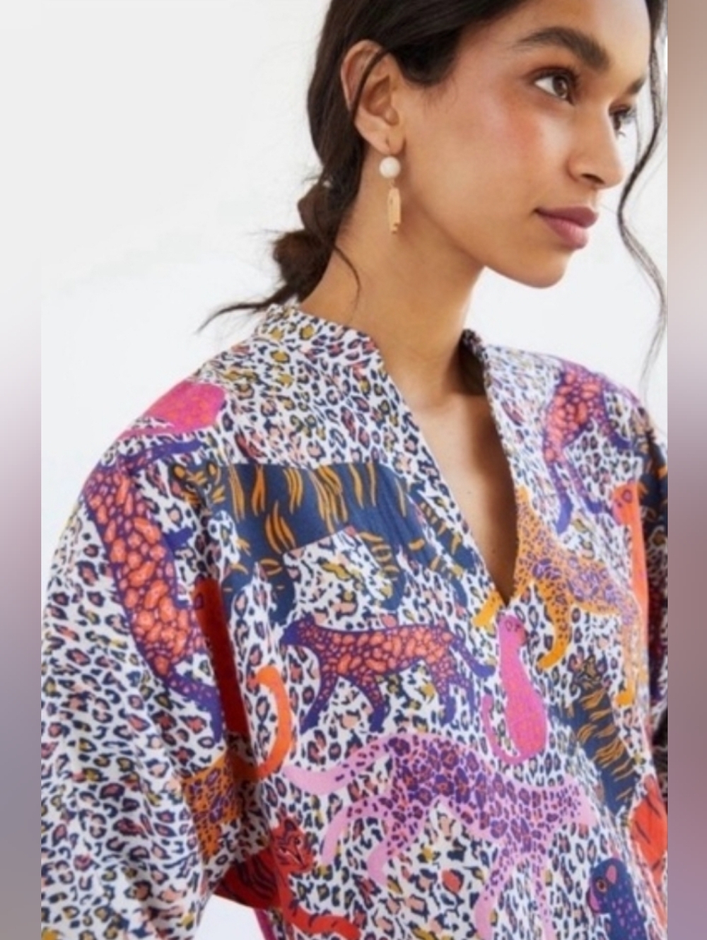 Anthropologie x Conditions Apply Multicolor Animal Tiger Tiered Tunic Dress XL - Picture 10 of 16